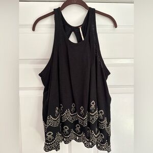 Black Embroidered Women's Tank Style Top